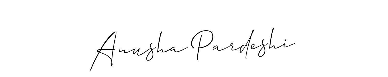 Allison_Script is a professional signature style that is perfect for those who want to add a touch of class to their signature. It is also a great choice for those who want to make their signature more unique. Get Anusha Pardeshi name to fancy signature for free. Anusha Pardeshi signature style 2 images and pictures png