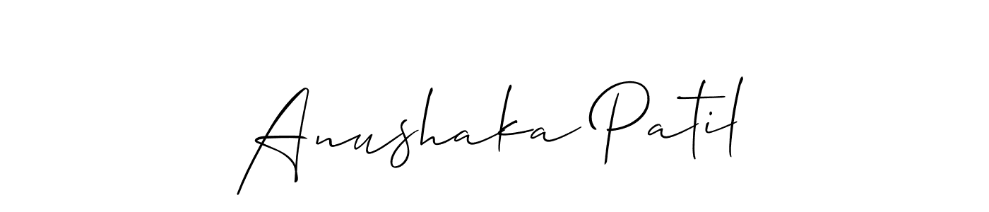 You should practise on your own different ways (Allison_Script) to write your name (Anushaka Patil) in signature. don't let someone else do it for you. Anushaka Patil signature style 2 images and pictures png