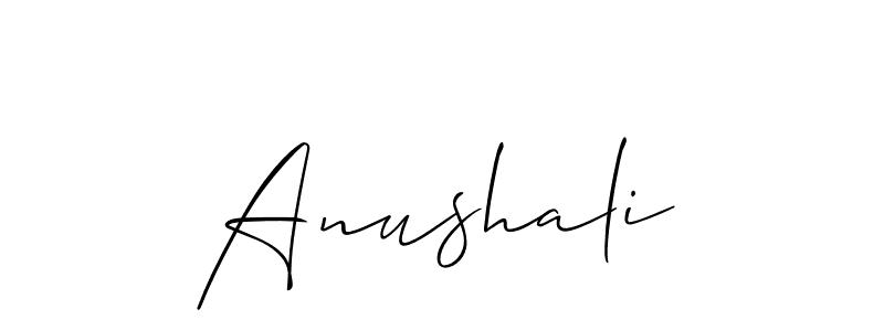 Use a signature maker to create a handwritten signature online. With this signature software, you can design (Allison_Script) your own signature for name Anushali. Anushali signature style 2 images and pictures png