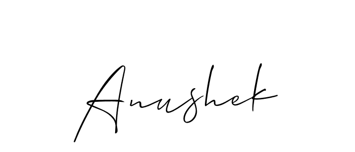 Allison_Script is a professional signature style that is perfect for those who want to add a touch of class to their signature. It is also a great choice for those who want to make their signature more unique. Get Anushek name to fancy signature for free. Anushek signature style 2 images and pictures png
