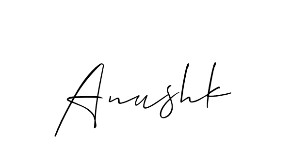 How to make Anushk signature? Allison_Script is a professional autograph style. Create handwritten signature for Anushk name. Anushk signature style 2 images and pictures png