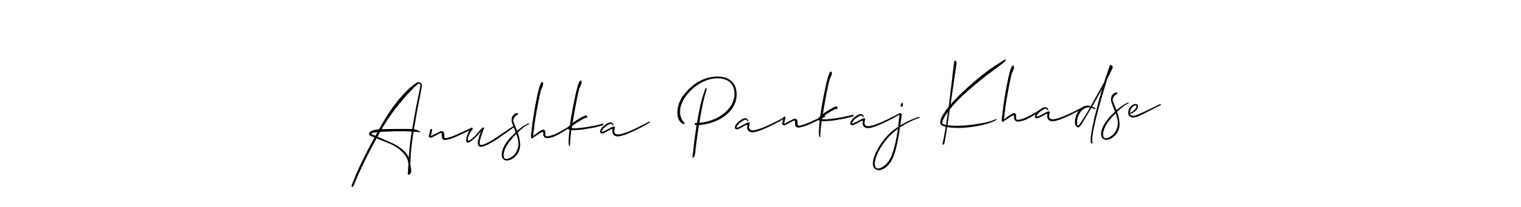 This is the best signature style for the Anushka  Pankaj Khadse name. Also you like these signature font (Allison_Script). Mix name signature. Anushka  Pankaj Khadse signature style 2 images and pictures png