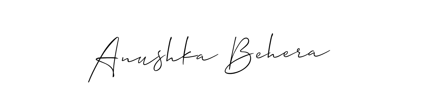 You should practise on your own different ways (Allison_Script) to write your name (Anushka Behera) in signature. don't let someone else do it for you. Anushka Behera signature style 2 images and pictures png