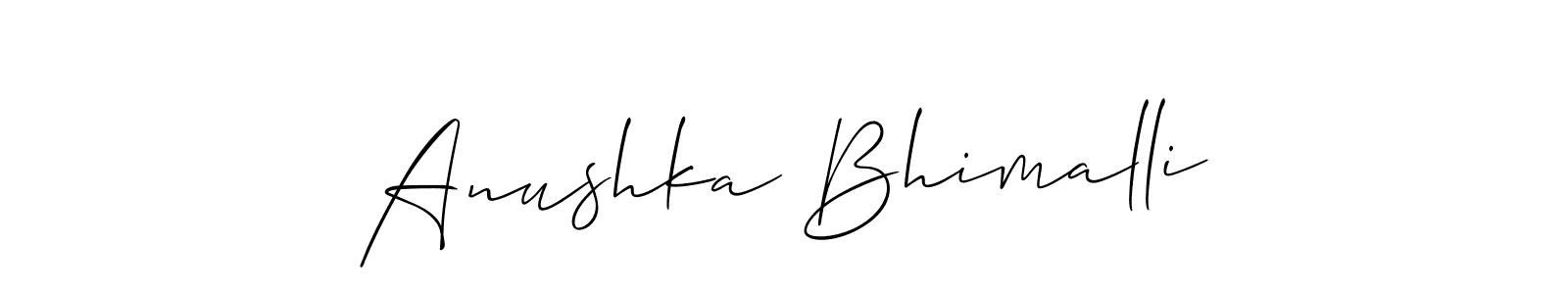 Design your own signature with our free online signature maker. With this signature software, you can create a handwritten (Allison_Script) signature for name Anushka Bhimalli. Anushka Bhimalli signature style 2 images and pictures png
