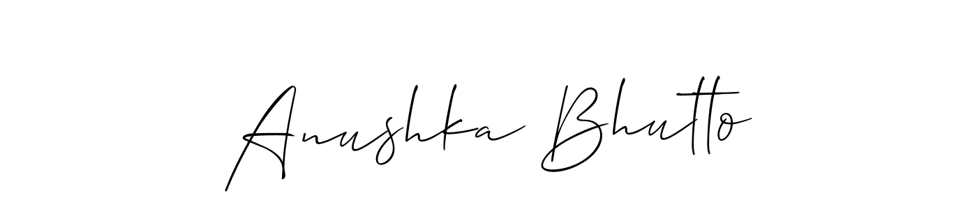 Also You can easily find your signature by using the search form. We will create Anushka Bhutto name handwritten signature images for you free of cost using Allison_Script sign style. Anushka Bhutto signature style 2 images and pictures png