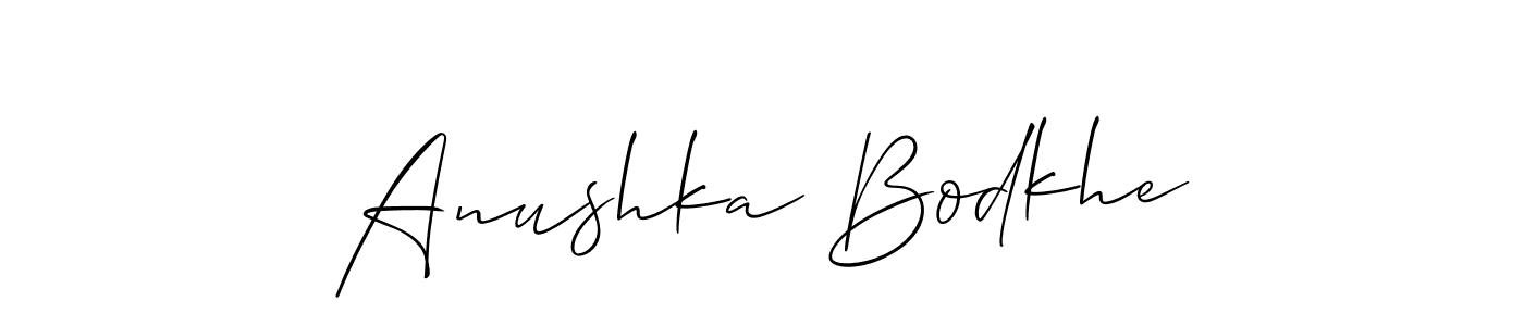 if you are searching for the best signature style for your name Anushka Bodkhe. so please give up your signature search. here we have designed multiple signature styles  using Allison_Script. Anushka Bodkhe signature style 2 images and pictures png