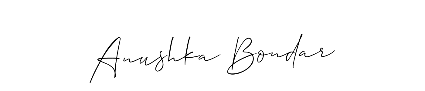 The best way (Allison_Script) to make a short signature is to pick only two or three words in your name. The name Anushka Bondar include a total of six letters. For converting this name. Anushka Bondar signature style 2 images and pictures png