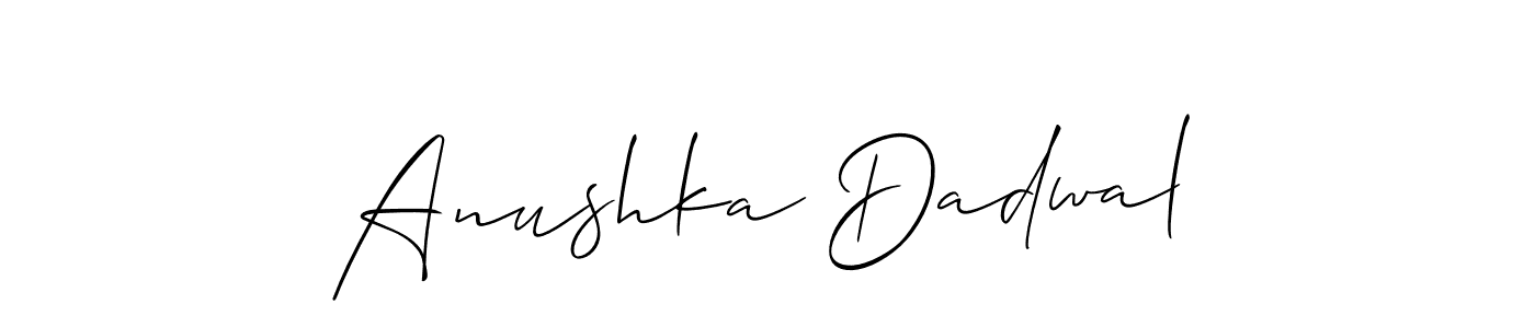 How to make Anushka Dadwal name signature. Use Allison_Script style for creating short signs online. This is the latest handwritten sign. Anushka Dadwal signature style 2 images and pictures png