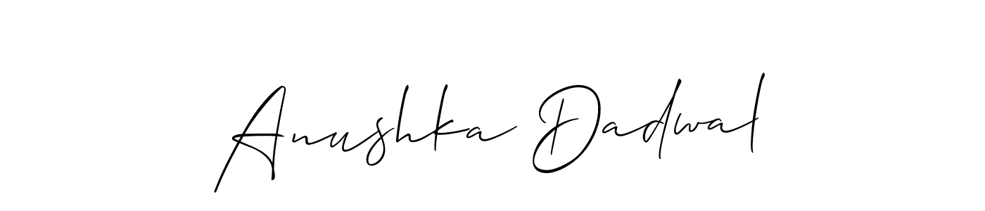 How to make Anushka Dadwal name signature. Use Allison_Script style for creating short signs online. This is the latest handwritten sign. Anushka Dadwal signature style 2 images and pictures png