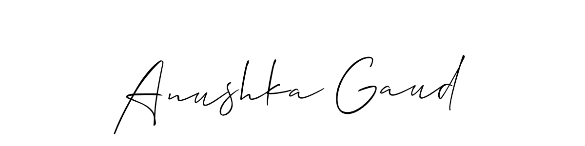 It looks lik you need a new signature style for name Anushka Gaud. Design unique handwritten (Allison_Script) signature with our free signature maker in just a few clicks. Anushka Gaud signature style 2 images and pictures png