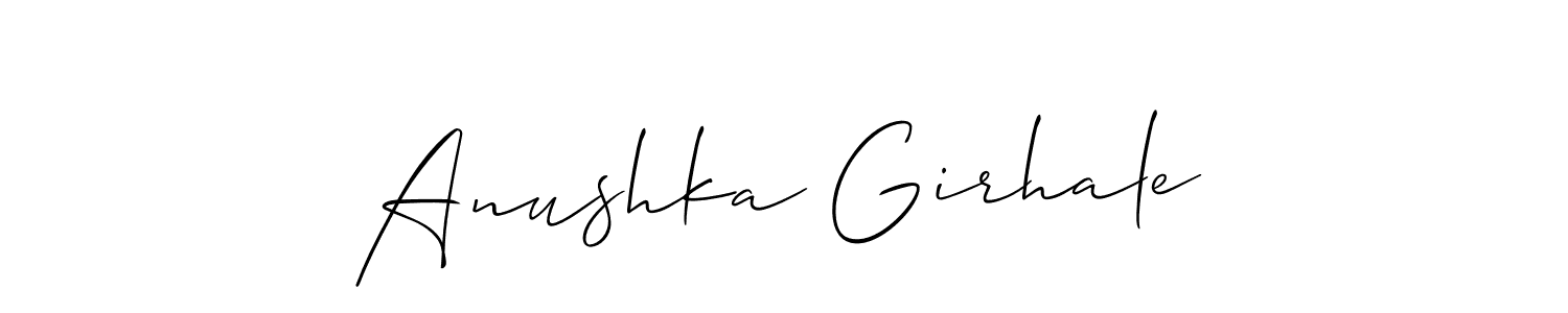 The best way (Allison_Script) to make a short signature is to pick only two or three words in your name. The name Anushka Girhale include a total of six letters. For converting this name. Anushka Girhale signature style 2 images and pictures png
