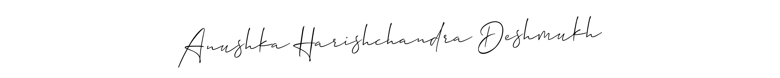 Use a signature maker to create a handwritten signature online. With this signature software, you can design (Allison_Script) your own signature for name Anushka Harishchandra Deshmukh. Anushka Harishchandra Deshmukh signature style 2 images and pictures png