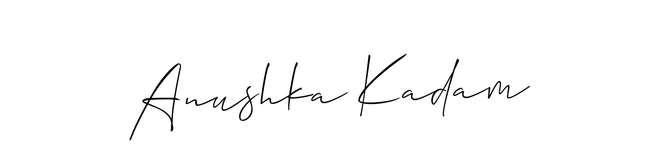 It looks lik you need a new signature style for name Anushka Kadam. Design unique handwritten (Allison_Script) signature with our free signature maker in just a few clicks. Anushka Kadam signature style 2 images and pictures png