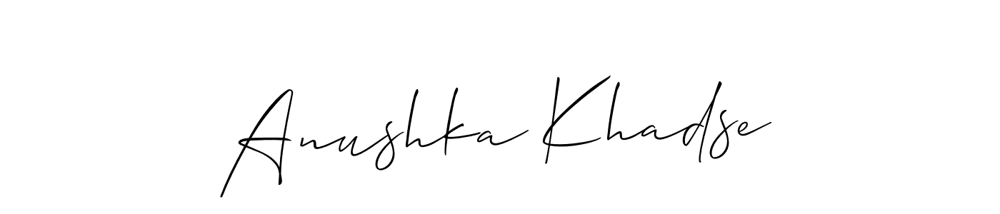 Use a signature maker to create a handwritten signature online. With this signature software, you can design (Allison_Script) your own signature for name Anushka Khadse. Anushka Khadse signature style 2 images and pictures png