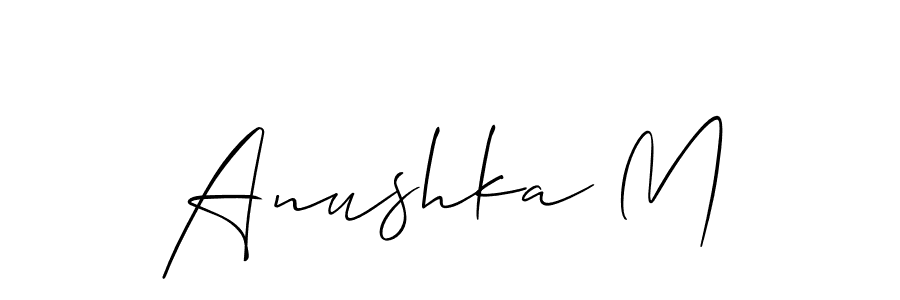 It looks lik you need a new signature style for name Anushka M. Design unique handwritten (Allison_Script) signature with our free signature maker in just a few clicks. Anushka M signature style 2 images and pictures png