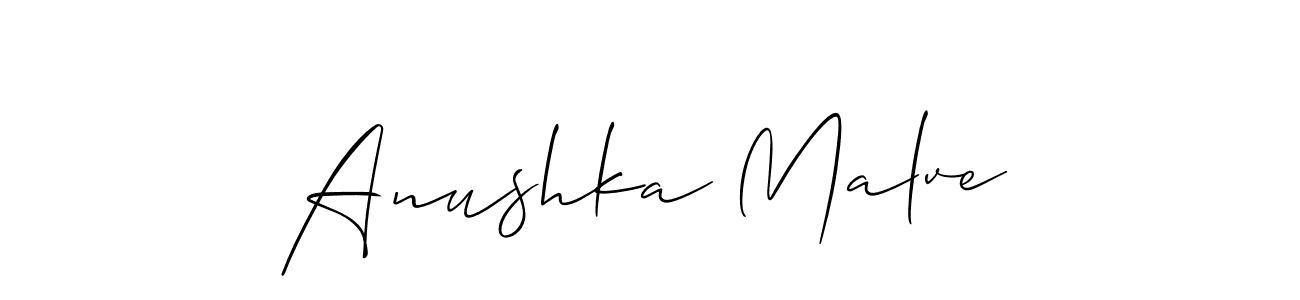 This is the best signature style for the Anushka Malve name. Also you like these signature font (Allison_Script). Mix name signature. Anushka Malve signature style 2 images and pictures png