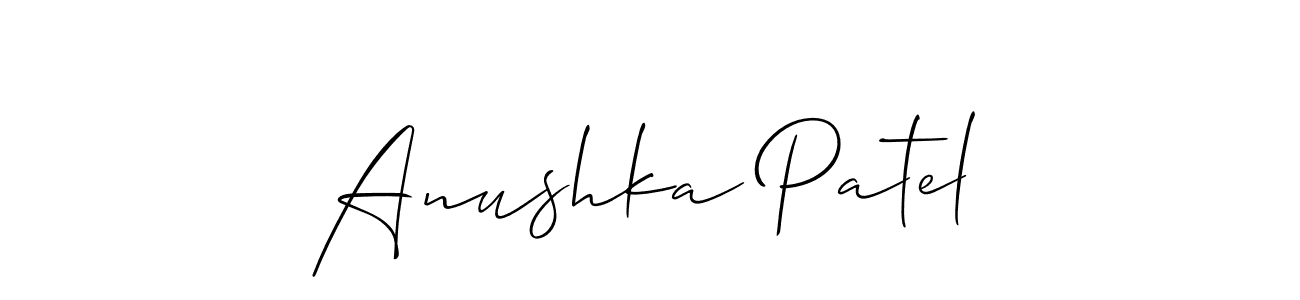 Also we have Anushka Patel name is the best signature style. Create professional handwritten signature collection using Allison_Script autograph style. Anushka Patel signature style 2 images and pictures png