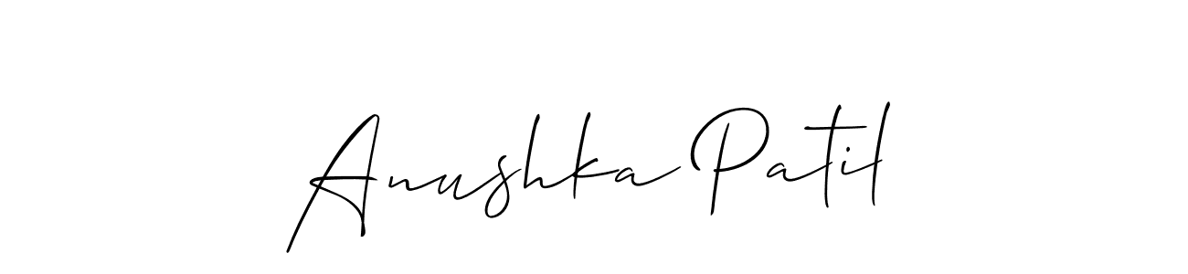 The best way (Allison_Script) to make a short signature is to pick only two or three words in your name. The name Anushka Patil include a total of six letters. For converting this name. Anushka Patil signature style 2 images and pictures png