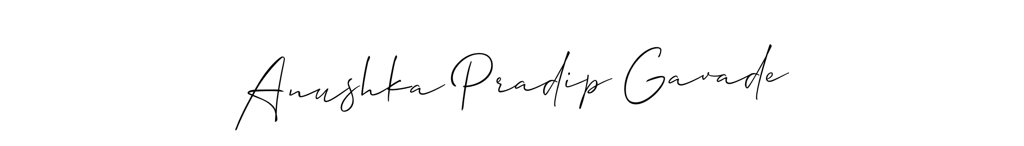 Design your own signature with our free online signature maker. With this signature software, you can create a handwritten (Allison_Script) signature for name Anushka Pradip Gavade. Anushka Pradip Gavade signature style 2 images and pictures png