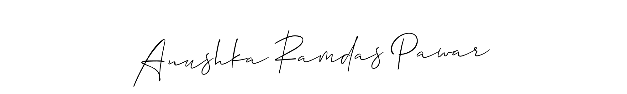 The best way (Allison_Script) to make a short signature is to pick only two or three words in your name. The name Anushka Ramdas Pawar include a total of six letters. For converting this name. Anushka Ramdas Pawar signature style 2 images and pictures png