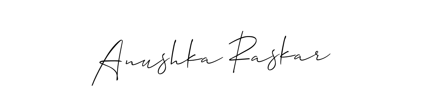 Use a signature maker to create a handwritten signature online. With this signature software, you can design (Allison_Script) your own signature for name Anushka Raskar. Anushka Raskar signature style 2 images and pictures png