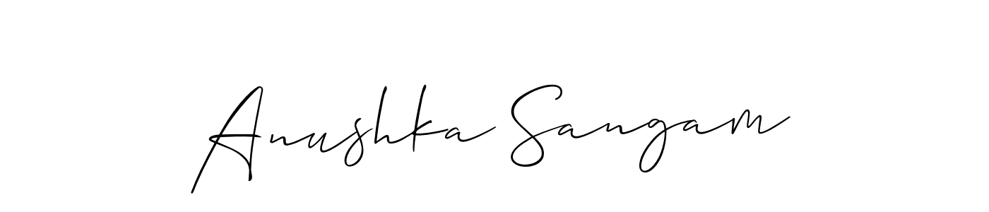 You should practise on your own different ways (Allison_Script) to write your name (Anushka Sangam) in signature. don't let someone else do it for you. Anushka Sangam signature style 2 images and pictures png