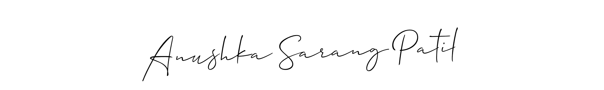 This is the best signature style for the Anushka Sarang Patil name. Also you like these signature font (Allison_Script). Mix name signature. Anushka Sarang Patil signature style 2 images and pictures png