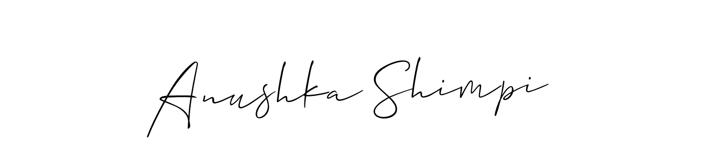 Make a short Anushka Shimpi signature style. Manage your documents anywhere anytime using Allison_Script. Create and add eSignatures, submit forms, share and send files easily. Anushka Shimpi signature style 2 images and pictures png