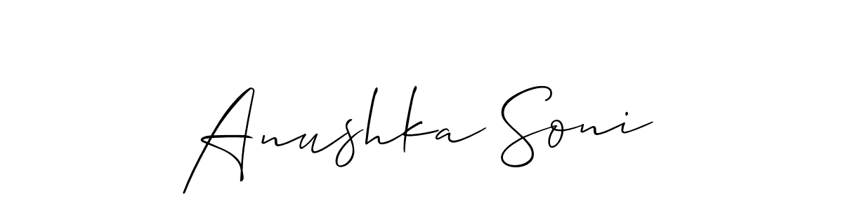 The best way (Allison_Script) to make a short signature is to pick only two or three words in your name. The name Anushka Soni include a total of six letters. For converting this name. Anushka Soni signature style 2 images and pictures png
