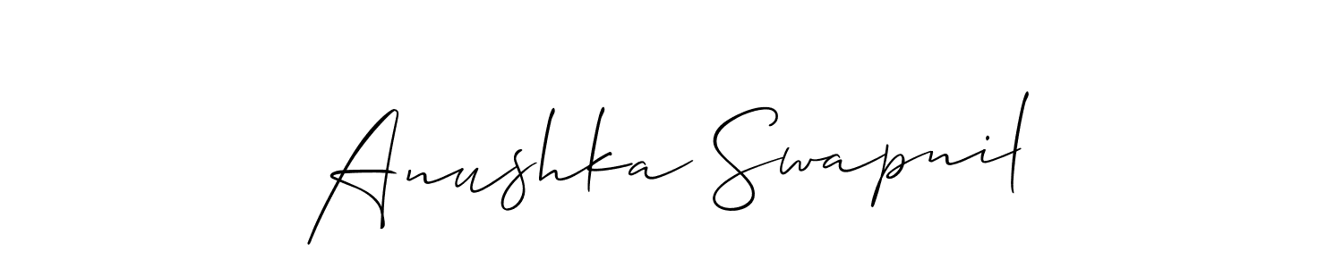 Design your own signature with our free online signature maker. With this signature software, you can create a handwritten (Allison_Script) signature for name Anushka Swapnil. Anushka Swapnil signature style 2 images and pictures png