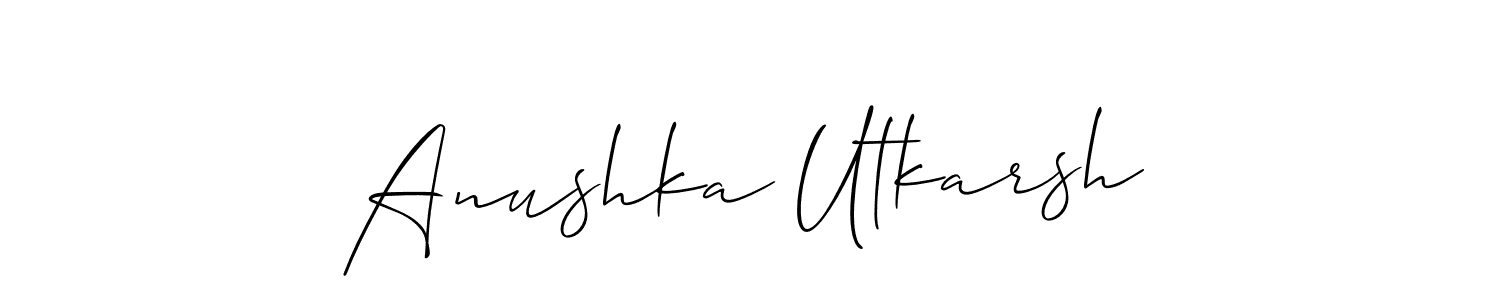 if you are searching for the best signature style for your name Anushka Utkarsh. so please give up your signature search. here we have designed multiple signature styles  using Allison_Script. Anushka Utkarsh signature style 2 images and pictures png