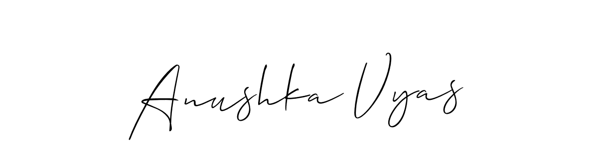 Also we have Anushka Vyas name is the best signature style. Create professional handwritten signature collection using Allison_Script autograph style. Anushka Vyas signature style 2 images and pictures png