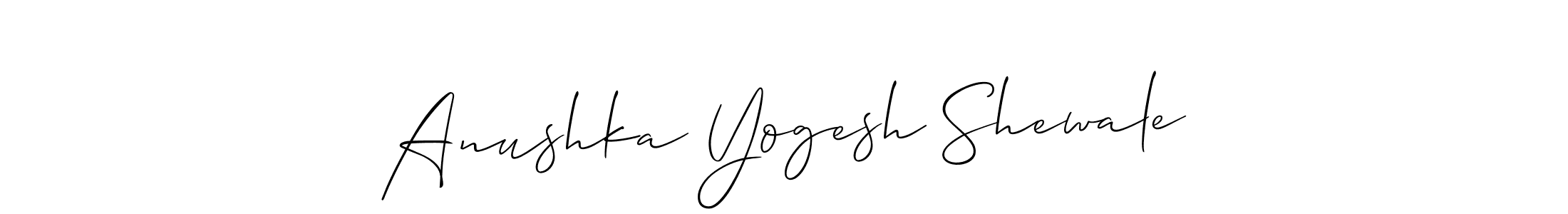 Allison_Script is a professional signature style that is perfect for those who want to add a touch of class to their signature. It is also a great choice for those who want to make their signature more unique. Get Anushka Yogesh Shewale name to fancy signature for free. Anushka Yogesh Shewale signature style 2 images and pictures png