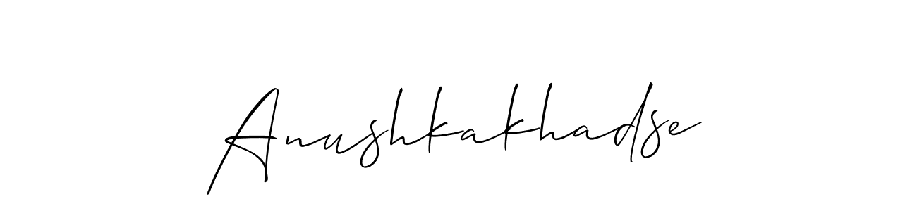 Allison_Script is a professional signature style that is perfect for those who want to add a touch of class to their signature. It is also a great choice for those who want to make their signature more unique. Get Anushkakhadse name to fancy signature for free. Anushkakhadse signature style 2 images and pictures png
