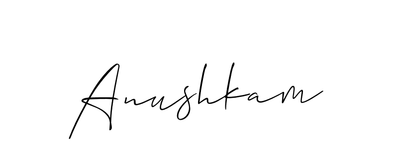 How to make Anushkam signature? Allison_Script is a professional autograph style. Create handwritten signature for Anushkam name. Anushkam signature style 2 images and pictures png