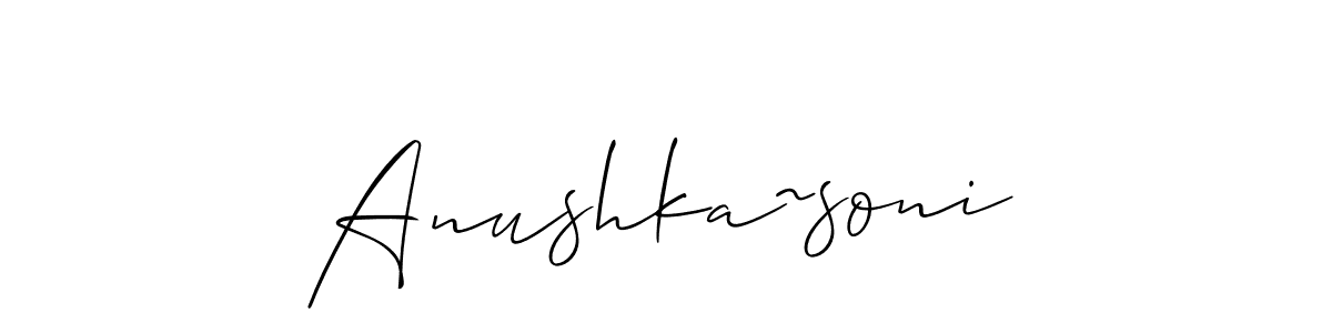 How to make Anushka~soni name signature. Use Allison_Script style for creating short signs online. This is the latest handwritten sign. Anushka~soni signature style 2 images and pictures png