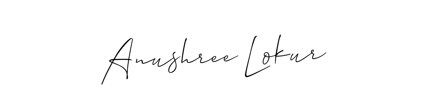 if you are searching for the best signature style for your name Anushree Lokur. so please give up your signature search. here we have designed multiple signature styles  using Allison_Script. Anushree Lokur signature style 2 images and pictures png