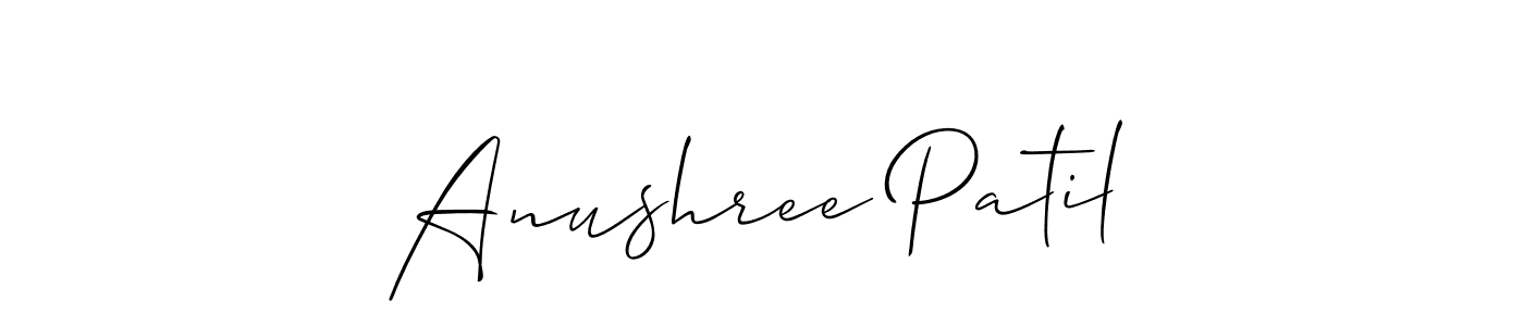 The best way (Allison_Script) to make a short signature is to pick only two or three words in your name. The name Anushree Patil include a total of six letters. For converting this name. Anushree Patil signature style 2 images and pictures png