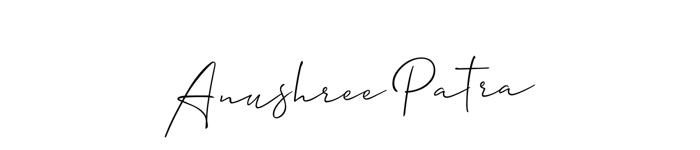 You should practise on your own different ways (Allison_Script) to write your name (Anushree Patra) in signature. don't let someone else do it for you. Anushree Patra signature style 2 images and pictures png