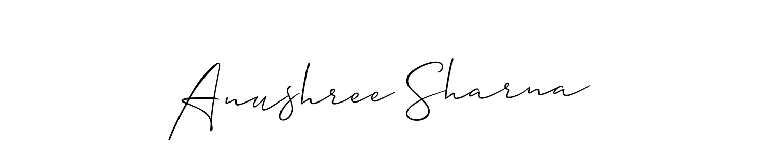 Make a short Anushree Sharna signature style. Manage your documents anywhere anytime using Allison_Script. Create and add eSignatures, submit forms, share and send files easily. Anushree Sharna signature style 2 images and pictures png