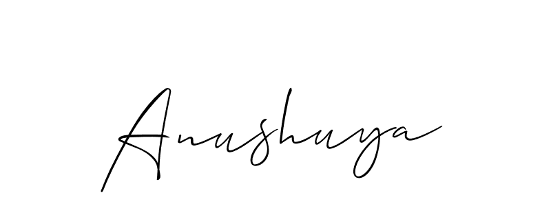 The best way (Allison_Script) to make a short signature is to pick only two or three words in your name. The name Anushuya include a total of six letters. For converting this name. Anushuya signature style 2 images and pictures png