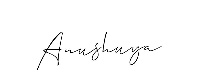 How to make Anushuya signature? Allison_Script is a professional autograph style. Create handwritten signature for Anushuya name. Anushuya signature style 2 images and pictures png