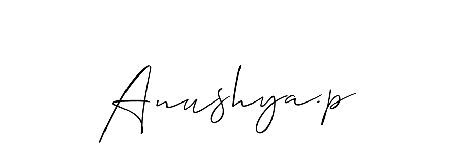 Create a beautiful signature design for name Anushya.p. With this signature (Allison_Script) fonts, you can make a handwritten signature for free. Anushya.p signature style 2 images and pictures png