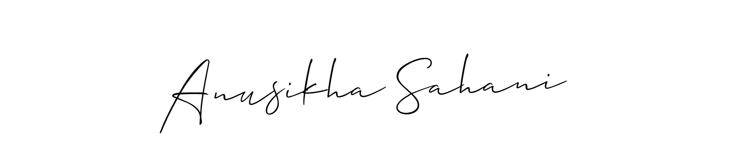 Also we have Anusikha Sahani name is the best signature style. Create professional handwritten signature collection using Allison_Script autograph style. Anusikha Sahani signature style 2 images and pictures png