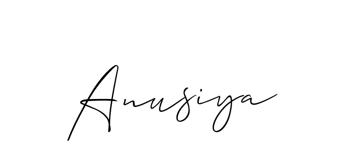 Make a short Anusiya signature style. Manage your documents anywhere anytime using Allison_Script. Create and add eSignatures, submit forms, share and send files easily. Anusiya signature style 2 images and pictures png
