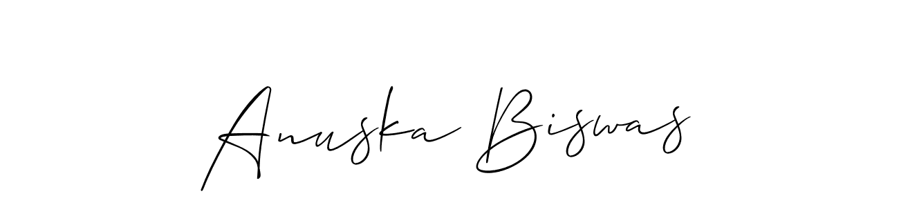 How to make Anuska Biswas name signature. Use Allison_Script style for creating short signs online. This is the latest handwritten sign. Anuska Biswas signature style 2 images and pictures png