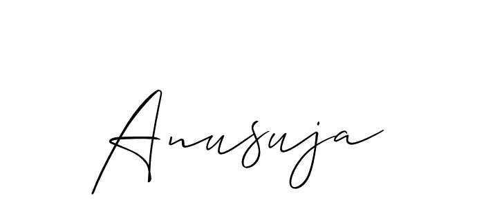 Allison_Script is a professional signature style that is perfect for those who want to add a touch of class to their signature. It is also a great choice for those who want to make their signature more unique. Get Anusuja name to fancy signature for free. Anusuja signature style 2 images and pictures png