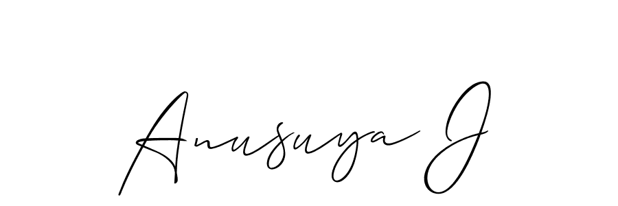 Use a signature maker to create a handwritten signature online. With this signature software, you can design (Allison_Script) your own signature for name Anusuya J. Anusuya J signature style 2 images and pictures png