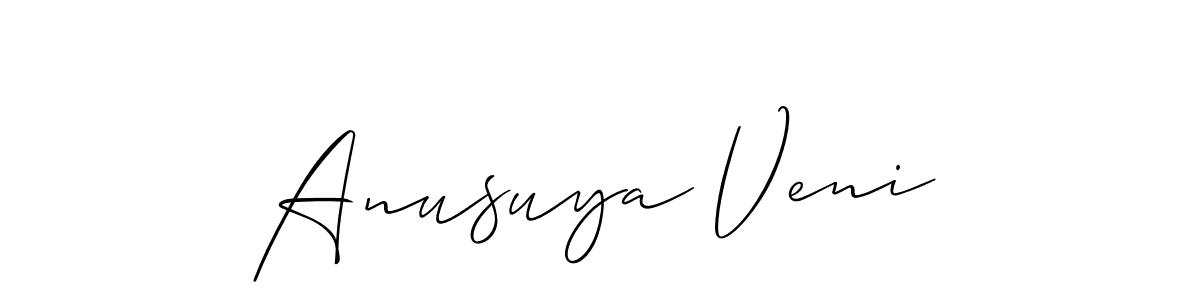 Also You can easily find your signature by using the search form. We will create Anusuya Veni name handwritten signature images for you free of cost using Allison_Script sign style. Anusuya Veni signature style 2 images and pictures png