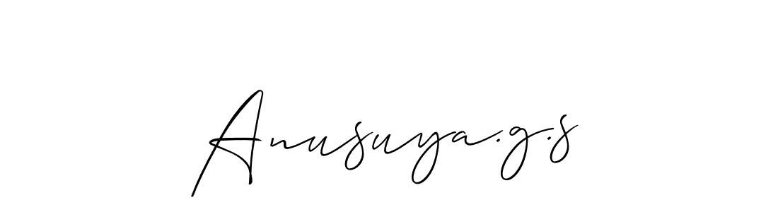 Design your own signature with our free online signature maker. With this signature software, you can create a handwritten (Allison_Script) signature for name Anusuya.g.s. Anusuya.g.s signature style 2 images and pictures png